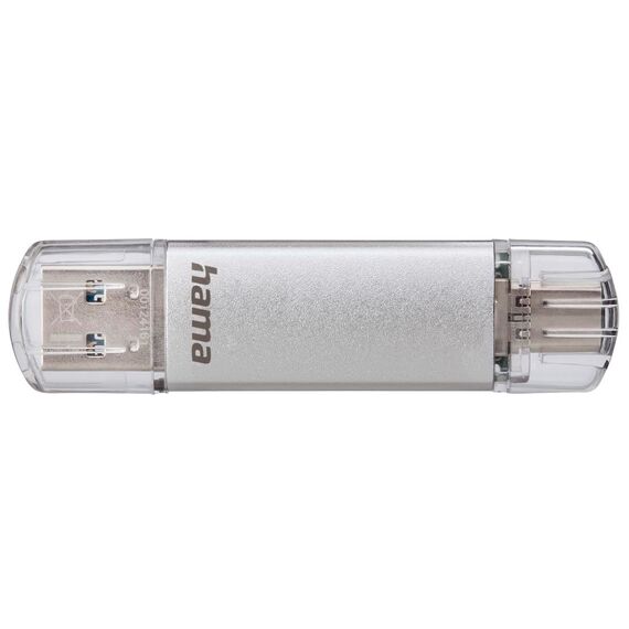 Hama 64GB USB-Speicherstick mit USB 3.2 Gen 1-Type-C (2-in-1 USB-Stick, z.B. für Android Handy, Tablet, Computer, Notebook, MacBook, OTG, 40MB/s) USB-Typ-C Handy-Stick, Doppel Memory-Stick Silber