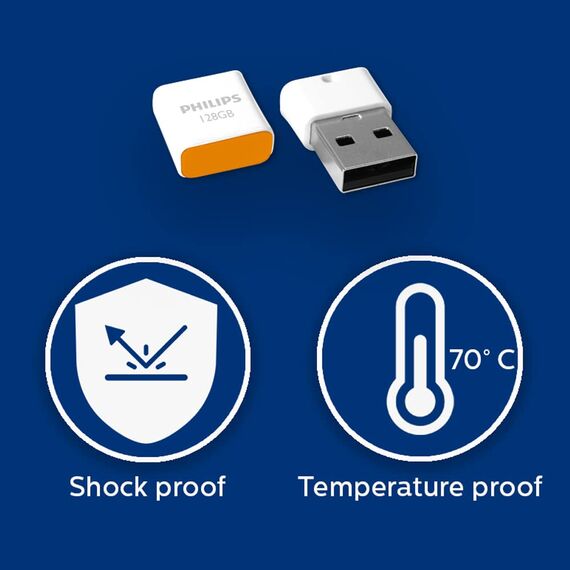 Philips Pico Edition High Speed 2.0 USB-Flash-Laufwerk USB-Stick 128 GB Ultra Small für PC, Laptop, Computer, Smart TV, Car Audio and More Lesegeschwindigkeit bis zu 25 MB/s