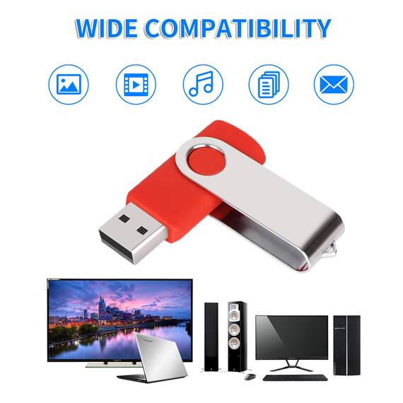 AreTop USB Stick 16GB 10 Stück AreTop Speicherstick Rotate Metall High Speed USB 2.0 Flash Drive (5 Farben)