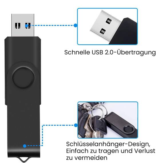 USB Sticks 4GB 10 Stück, AreTop Speicherstick 4GB Rotate Metall High Speed USB 2.0 Flash Drive (10 Farben)