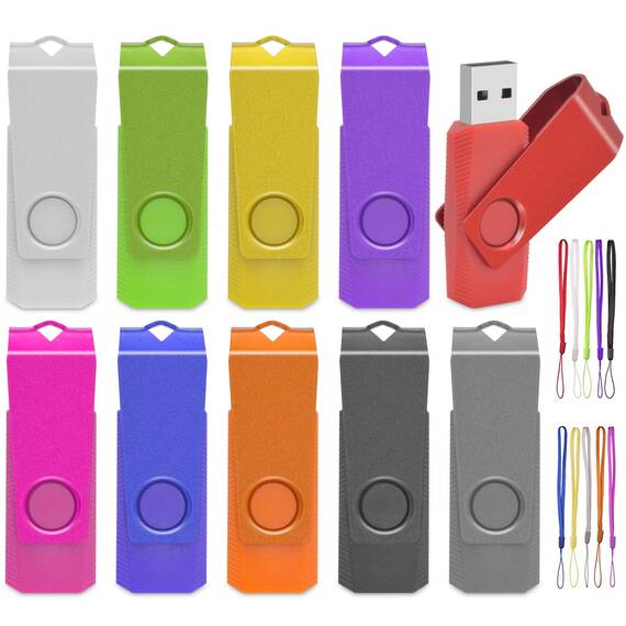 USB Sticks 4GB 10 Stück, AreTop USB 2.0 Farbiger Speicherstick, High Speed USB Stick mit Lanyard, Memory Stick Data Storage für PC/Computer/Laptop/Auto
