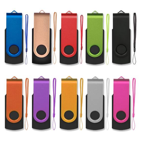USB Sticks 4GB 10 Stück, AreTop Speicherstick 4GB Rotate Metall High Speed USB 2.0 Flash Drive (10 Farben)