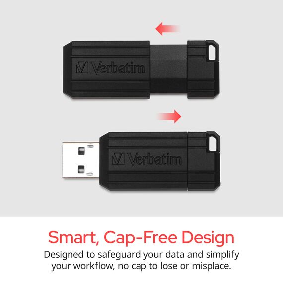 Verbatim Pinstripe USB Stick - 32 GB - USB 2.0-Schnittstelle, externer Speicherstick mit Schiebefunktion - schwarz