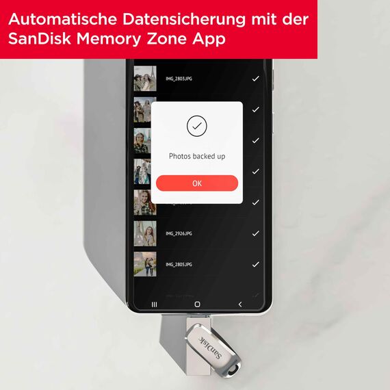 SANDISK Ultra Dual Drive Luxe USB Type-C & Type-A Laufwerk, Smartphone Speicher 1 TB (Mobiler Speicher, USB 3.2 Gen 1, drehbares Design, 400 MB/s Lesen, USB Laufwerk, automatisches Backup) Silber