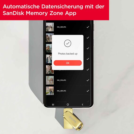 SANDISK Ultra Dual Drive Luxe USB Type-C- & Type-A, Smartphone Speicher 128 GB (Mobiler Speicher, USB 3.2 Gen 1, drehbares Design, 400 MB/s Lesen, USB Type-C & Type-A-Anschluss, automatisches Backup)