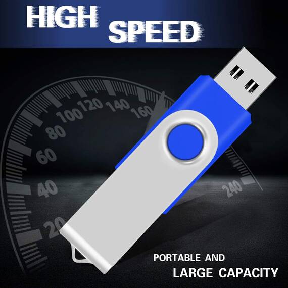 USB Sticks 4GB 10 Stück, AreTop High Speed USB 2.0 Metall Speicherstick Rotate Flash Drive Pack (Blau)