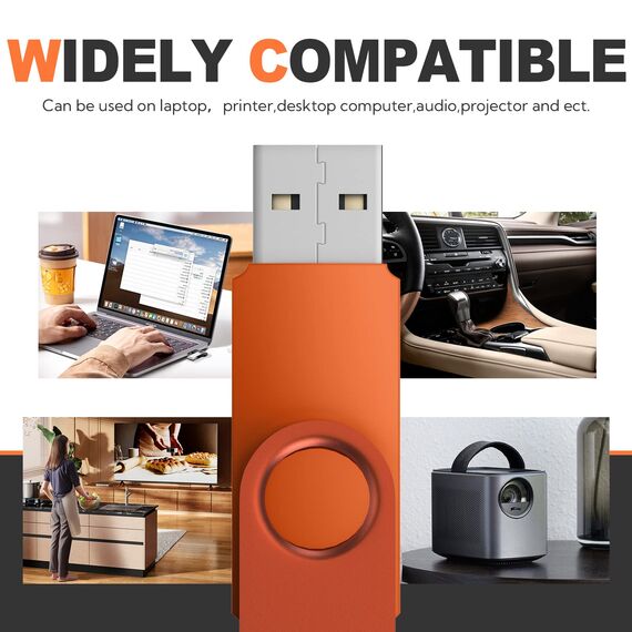 Uflatek USB Sticks 16GB USB 2.0 Speicherstick 10 Stück Memory Stick Bunt Flash Drive Rotate USB-Flash-Laufwerk Metall Thumb Drive Externer Datenstick mit Lanyard