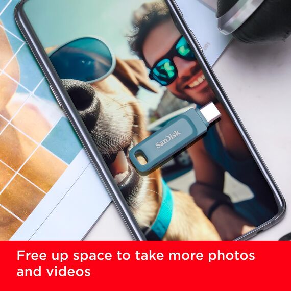 SanDisk Ultra Dual Drive Go USB Type-C 64 GB (Android Smartphone Speicher, USB Type-C-Anschluss, 150 MB/s Lesegeschwindigkeit, Nutzung als Schlüsselanhänger möglich) Navagio Beach