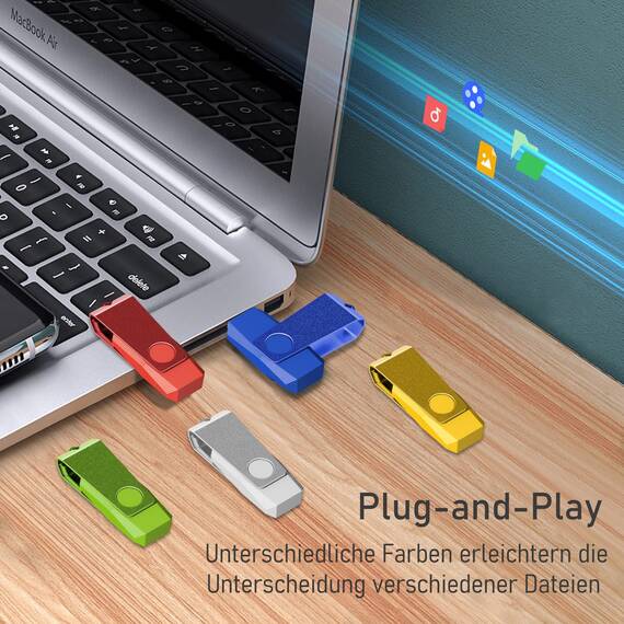 USB Sticks 4GB 10 Stück, AreTop USB 2.0 Farbiger Speicherstick, High Speed USB Stick mit Lanyard, Memory Stick Data Storage für PC/Computer/Laptop/Auto