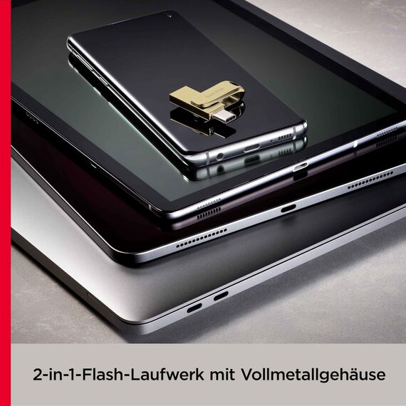 SANDISK Ultra Dual Drive Luxe USB Type-C- & Type-A, Smartphone Speicher 128 GB (Mobiler Speicher, USB 3.2 Gen 1, drehbares Design, 400 MB/s Lesen, USB Type-C & Type-A-Anschluss, automatisches Backup)
