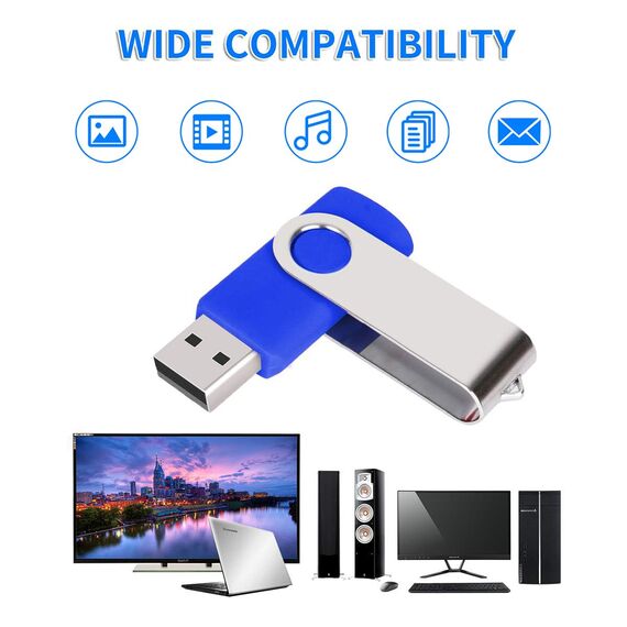 USB Sticks 8GB 5 Stück, AreTop Speicherstick 8GB 360°drehbare Schutzhülle Design mit Schlüsselband USB 2.0 Flash Drive (Mehrfarbig)