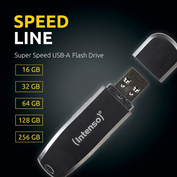 Intenso Speed Line, 16GB Speicherstick, USB-Stick 3.2 Gen 1x1, schwarz (Packung mit 2)
