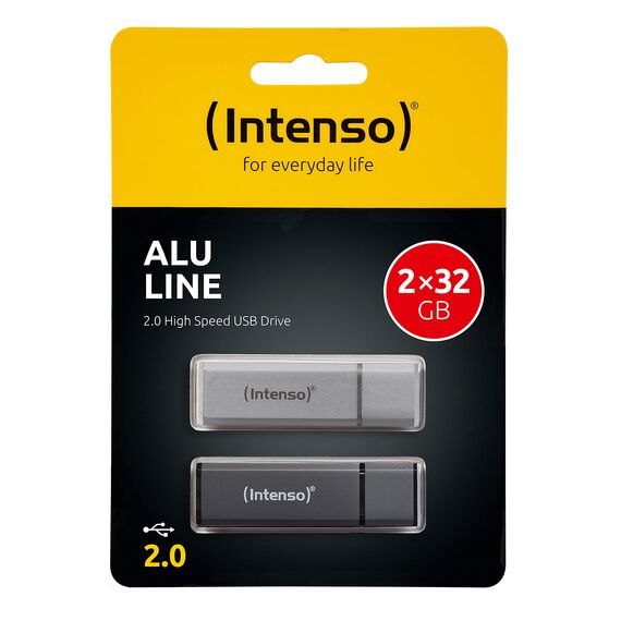 Intenso Alu Line 2x 32 GB USB-Stick USB 2.0, silber und anthrazit (Doppelpack)