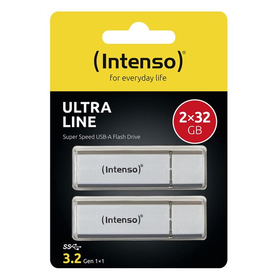 Intenso Ultra Line, 2x 32GB Speicherstick, USB 3.2 Gen 1x1, silber