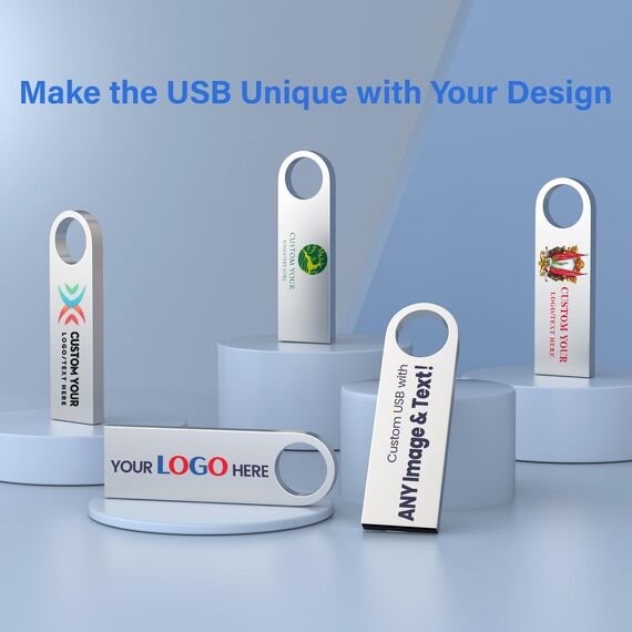 Metall USB-Stick personalisiert, 50 Stück, Wooolken Pen Drive 2.0 mit Gravur von Text, Muster, Firmen- oder individuellem Logo, 128 MB/256 MB/512 MB/1 GB/2 GB/4 GB/8 GB/16 GB/32 GB/64 GB/128 GB