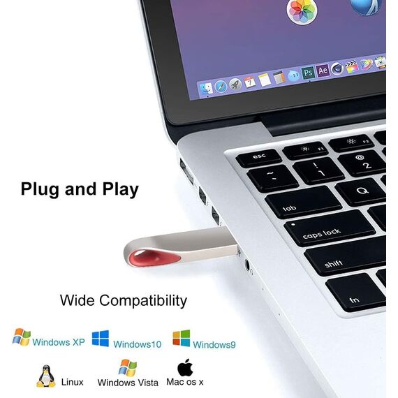 USB Stick 4GB 5 Stück Metall Speicherstick USB 2.0 mit Schlüsselring Mehrfarbig