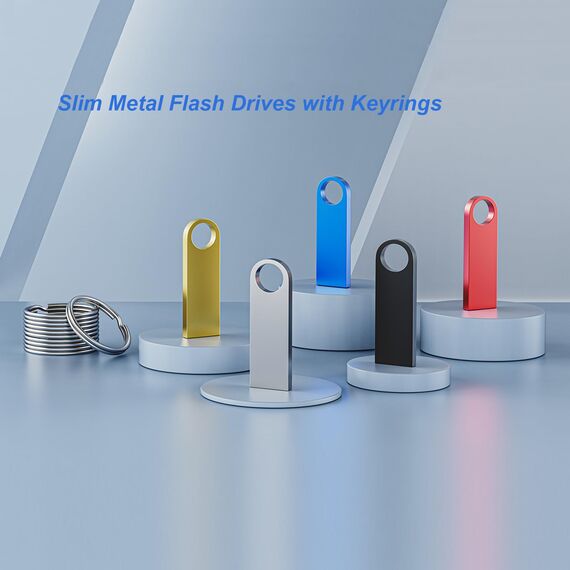 Metall USB Stick 1GB 5 Stück WOOOLKEN Speicherstick Wasserdicht 2.0 Mini USB Stick 1GB Mehrfarbige 5er Pack für Laptop, Computer, TV, Auto