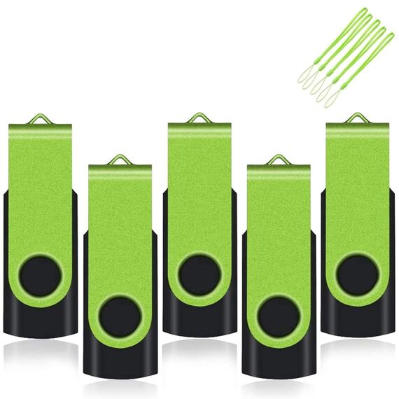 EASTBULL USB Stick 2GB 5 stück Speicherstick 2.0 USB Sticks Data Datenspeicher (2GB, Grün)
