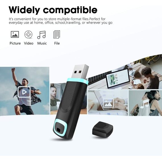 Vansuny USB Stick 64GB 3.0 High Speed USB-Stick 64GB USB 3.0 Stick Flash Drive mit LED-Indikator für PC/Laptop/Car Audio/Smart TV (64 GB, Cyan)