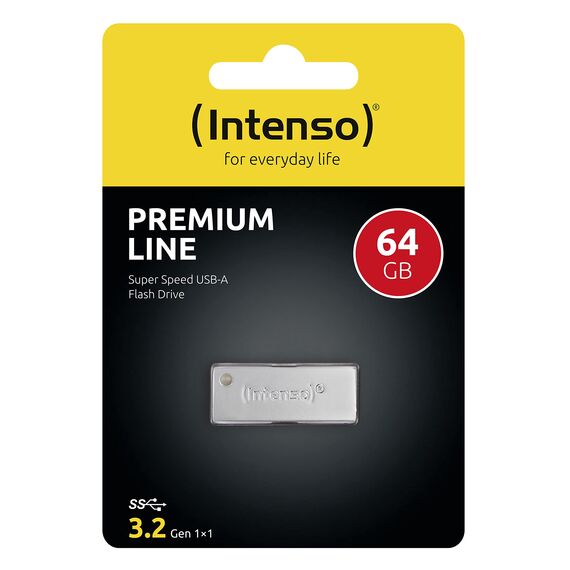 Intenso Premium Line 64 GB USB-Stick USB 3.2 Gen 1x1, Silber (Packung mit 2)