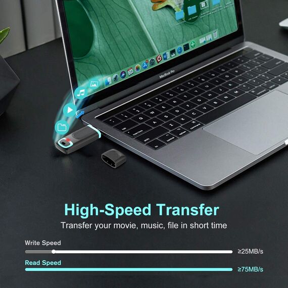 Vansuny USB Stick 64GB 3.0 High Speed USB-Stick 64GB USB 3.0 Stick Flash Drive mit LED-Indikator für PC/Laptop/Car Audio/Smart TV (64 GB, Cyan)