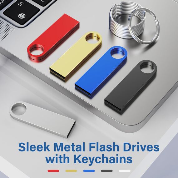 WOOOLKEN Metall USB Stick 32GB 5 Stück Speicherstick Wasserdicht 2.0 Mini USB Stick 32GB Mehrfarbige 5er Pack für Laptop, Computer, TV, Auto
