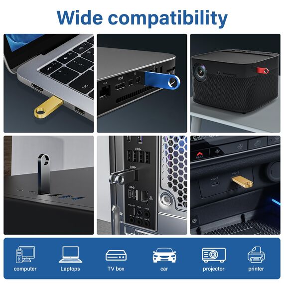 WOOOLKEN Metall USB Stick 32GB 5 Stück Speicherstick Wasserdicht 2.0 Mini USB Stick 32GB Mehrfarbige 5er Pack für Laptop, Computer, TV, Auto