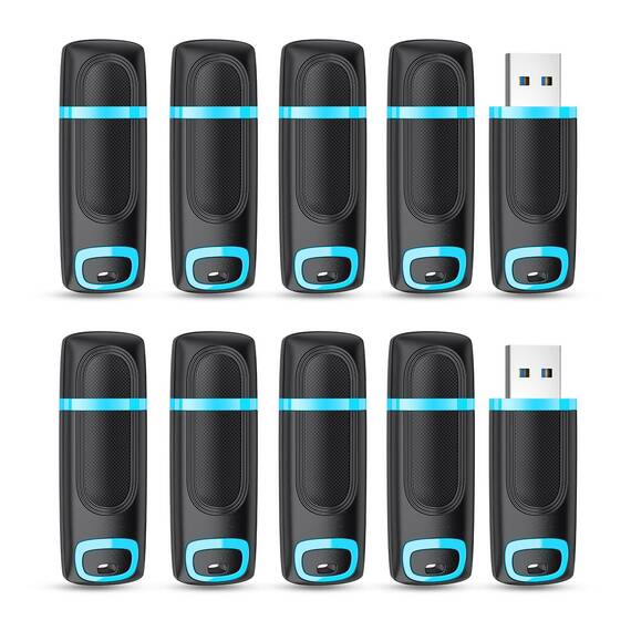 Vansuny 10 Stück USB Sticks 64GB 10er Pack USB Stick 64GB USB 2.0 Datenspeicher-Backup für PC/Desktop/Laptop/Car Audio/Spielekonsolen(Cyan)