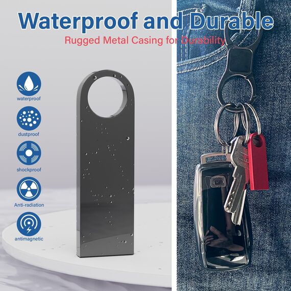 Wooolken USB-Stick, 16 GB, 20 Stück, stylischer USB 2.0 Jump Zip Drive mit Schlüsselanhänger, aus Metall, Farbe: gold