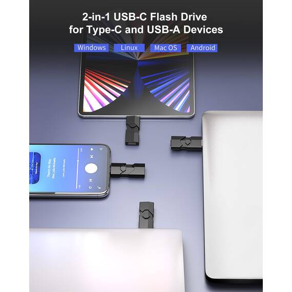 Vansuny 5 Stück USB C Stick 64GB USB 2.0, 5 Pack Dual USB Stick 2.0 USB A + USB C Stick 64GB, Type C OTG für iPhone 15/Smartphone/Tablet Mac/Computer