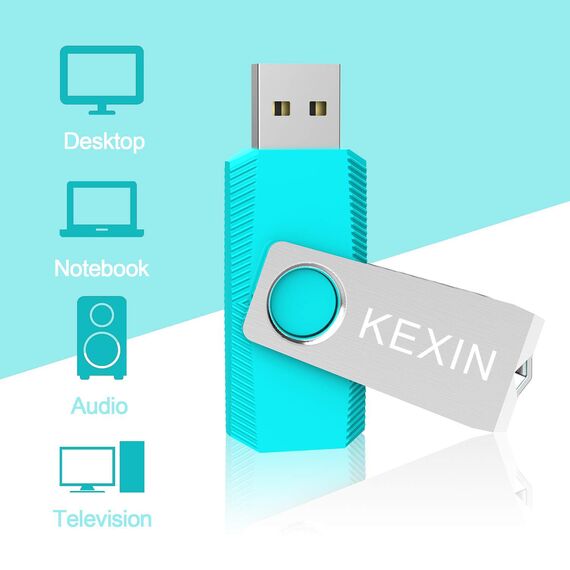 KEXIN USB Stick 32GB 3 Stück USB-Stick 2.0 Speicherstick Mini Flash-Laufwerk Memory Sticks USB Flash Drive Pen Drive 360 Grad Metallabdeckung für PC Tablet Lautsprecher TV Auto (Grün Gelb Rosa)