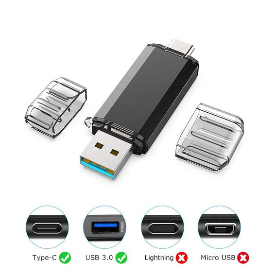 KEXIN USB Stick 512GB, Speicherstick USB 3.0 bis zu 130 MB/s, mit Type-C und USB-A Anschlüsse, Plug and Play für PC, Handy, Kamera und Spielkonsole – Zuverlässiger Daten-Speicher