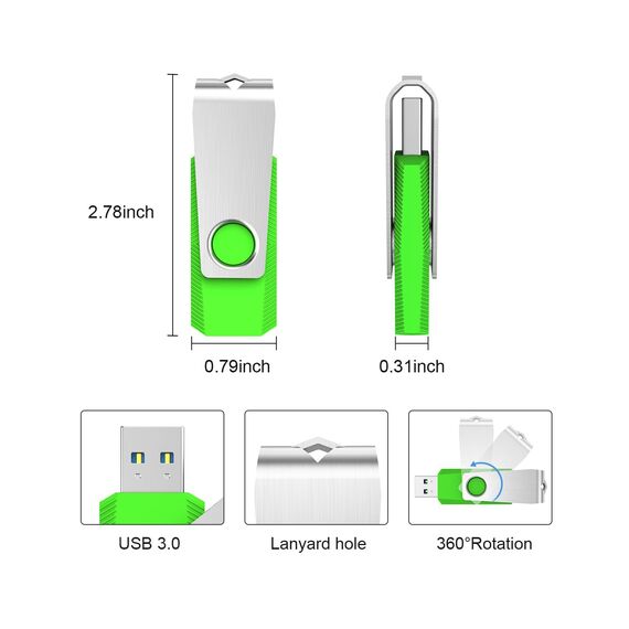 KEXIN USB Stick 32GB 10er Set, USB 3.0 Speicherstick, Lesegeschwindigkeit bis 100MB/s, Schreibgeschwindigkeit bis 25MB/s, untes Metallgehäuse, Drehbares Design - Schlüsselanhängergeeignete USB-Sticks