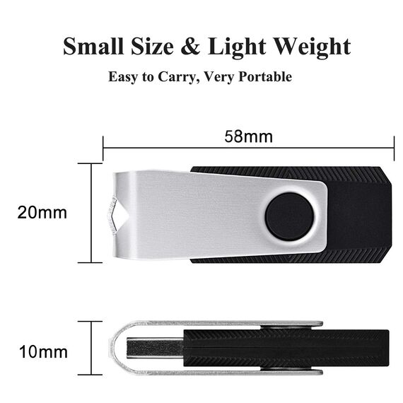 KEXIN USB Stick 128GB 5 Stück Speicherstick Rotate USB Sticks Metall Mehrfarbig USB 2.0 Flash-Laufwerk Flash Drive mit LED Licht (Rot,Grün,Schwarz,Blau,Orange)