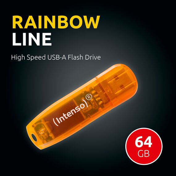 Intenso Rainbow Line 64 GB USB-Stick USB 2.0 Orange (Packung mit 2)
