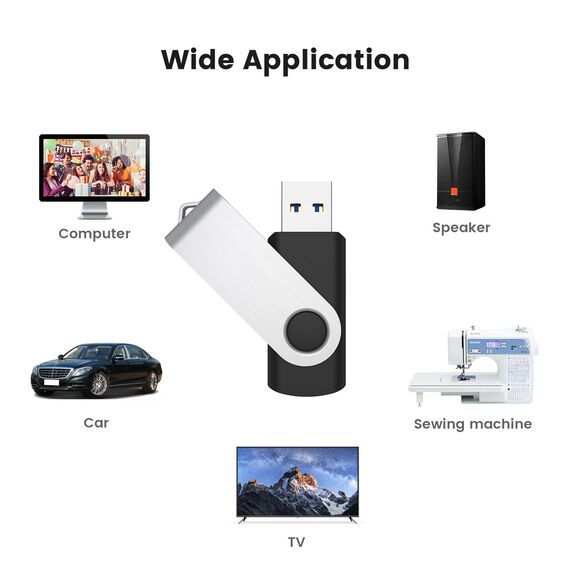 KOOTION USB Sticks 8GB 10er Pack Set Datenstick Memory Stick 10 STK Speichersticks 8G USB 2.0 10 Stück Flash Laufwerke Set Speicher Sticks USB Flash Drives Metall Stick Flash Bunt 8 Gbyte, Schwarz
