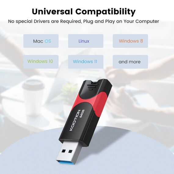 KOOTION USB Stick 64GB USB 3.0 USB C Stick Flash Laufwerk Thumb Drive Retractable USB Flash Drive Ultra High Speed Memory Stick mit LED-Anzeige für Datenspeicher Speicherstick