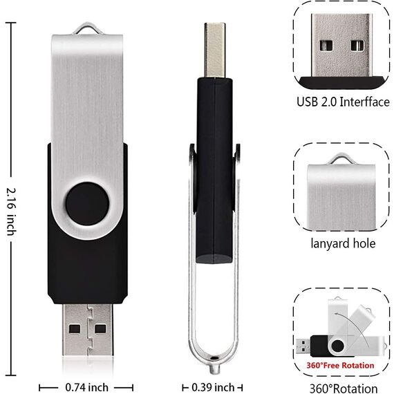 KOOTION USB-Sticks 8GB 20er Pack Memory Stick 20 Stück Set USB 2.0 Datenstick USB Flash Drives 8G Speichersticks 20 STK Flash-Laufwerke Thumb-Laufwerke Datenspeicher Stick Bunt 8 Gbyte Schwarz