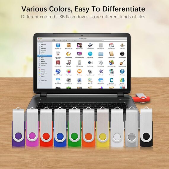 KOOTION 10 Stück USB Sticks 8GB Datenstick USB 2.0 Memory Sticks 10 STK USB Flash-Lauwferk Bunt Speichersticks Metall 8G 10er Pack Speicher Sticks Set USB Flash Drives Stick Flash 8 Gbyte Mehrfarbig