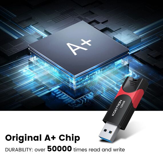 KOOTION 128GB USB Stick USB 3.0 Flash Laufwerk Thumb Drive Retractable 128G Datenstick USB Flash Drive Ultra High Speed Memory Stick mit LED-Anzeige für Datenspeicher Flash Stick 128 GB