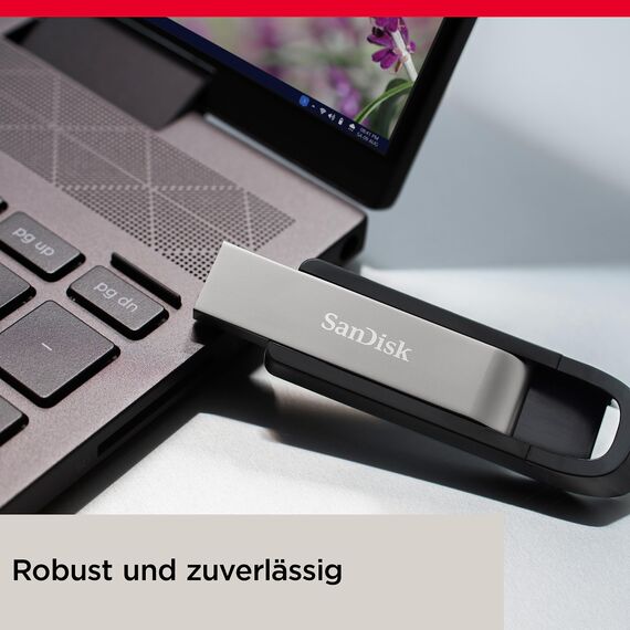 SanDisk Extreme GO USB 3.2 Flash-Laufwerk 128 GB (Highspeed USB, Lese- und Schreibgeschwindigkeit 400 MB/s und 180 MB/s, SecureAccess, RescuePRO Deluxe)