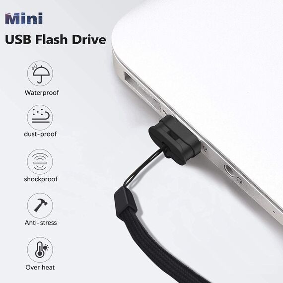 Vansuny 3 stück USB Stick 16GB Mini USB Sticks 2.0 Speicherstick 16GB Externer Speicher USB Flash Drive Memory Stick mit Lanyard tragbar für Auto/Desktop/Laptop(Schwarz)