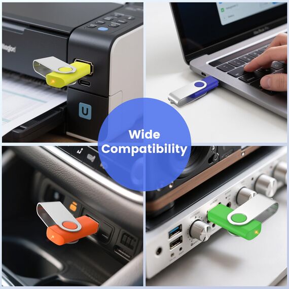 ABLAZE USB Stick 1GB 100 Stück, High Speed USB 2.0 Speicherstick Swivel Datenspeicher Metall Memory Sticks Flash Drive