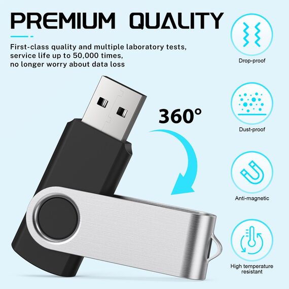 FEBNISCTE 32 GB USB Sticks 10 Stück, Einklappbare Memory Sticks, Tragbar Bunt Speicherstick, 32GB USB 2.0 Flash Laufwerk mit 10 Farbbändern- Mehrfarbige Datenablage Pen Drive für Geschenke