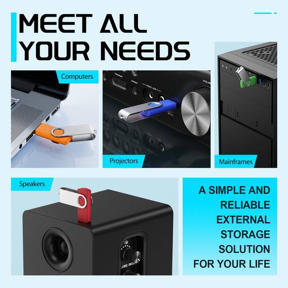 FEBNISCTE 1GB USB Stick 10 Stück, Memory Sticks Einklappbarer, Flash Drive Mehrfarbige Speichersticks, Pendrive mit Schlüsselring- USB 2.0 Flash Laufwerke Datenspeicher mit 10er Handgelenkseile