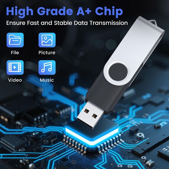 ABLAZE USB Stick 8GB 50 Stück, High Speed USB 2.0 Speicherstick Swivel Datenspeicher Metall Memory Sticks Flash Drive