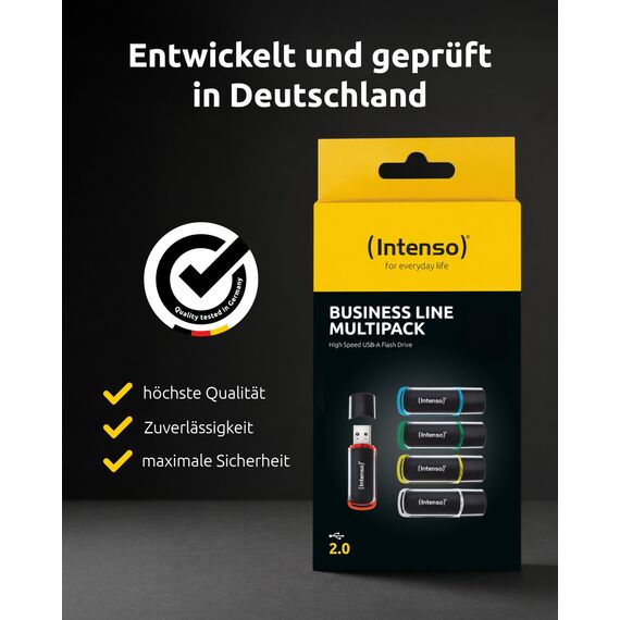 Intenso USB Stick Business Line Multipack 64GB 5er Set – USB 2.0 High Speed USB-A Flash Drive – bis zu 28 MB/s – kompatibel mit Windows & Mac