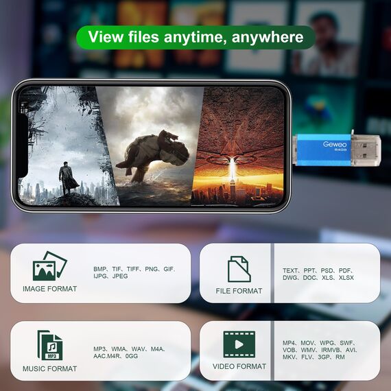 USB Stick 64GB, 2 in 1 OTG Speicherstick 64GB USB 2.0 Pen Drive Memory Stick Type C USB Stick 64gb für Smartphones, Computer, Laptop, ect (Blau)