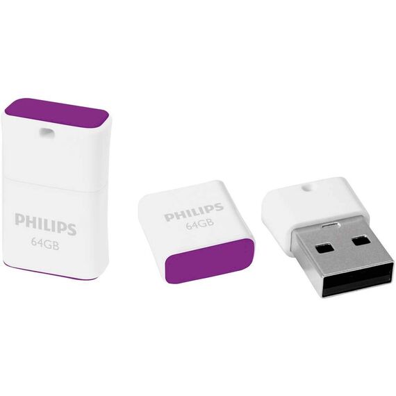 Philips Pico Edition High Speed 2.0 USB-Flash-Laufwerk USB-Stick 64 GB Ultra Small für PC, Laptop, Computer, Smart TV, Car Audio and More Lesegeschwindigkeit bis zu 25 MB/s