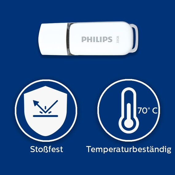 Philips Snow Edition 2.0 USB-Flash-Laufwerk USB-Stick 32GB für PC, Laptop, Computer Data Storage, Lesegeschwindigkeit bis zu 23 MB/s